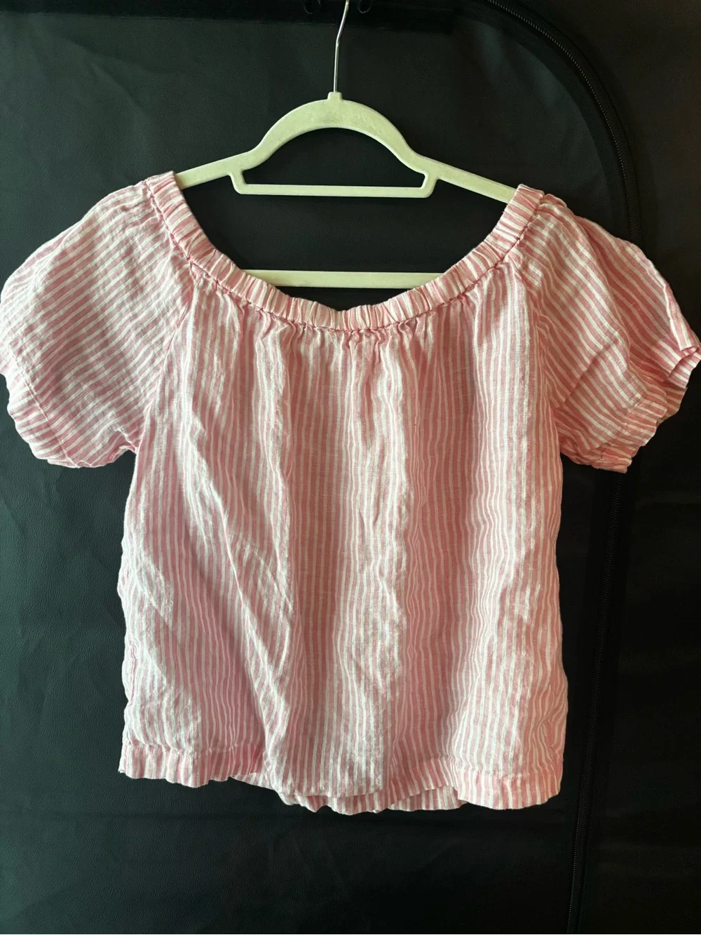 J. Crew 100% Linen Off the Shoulder Cropped Blouse